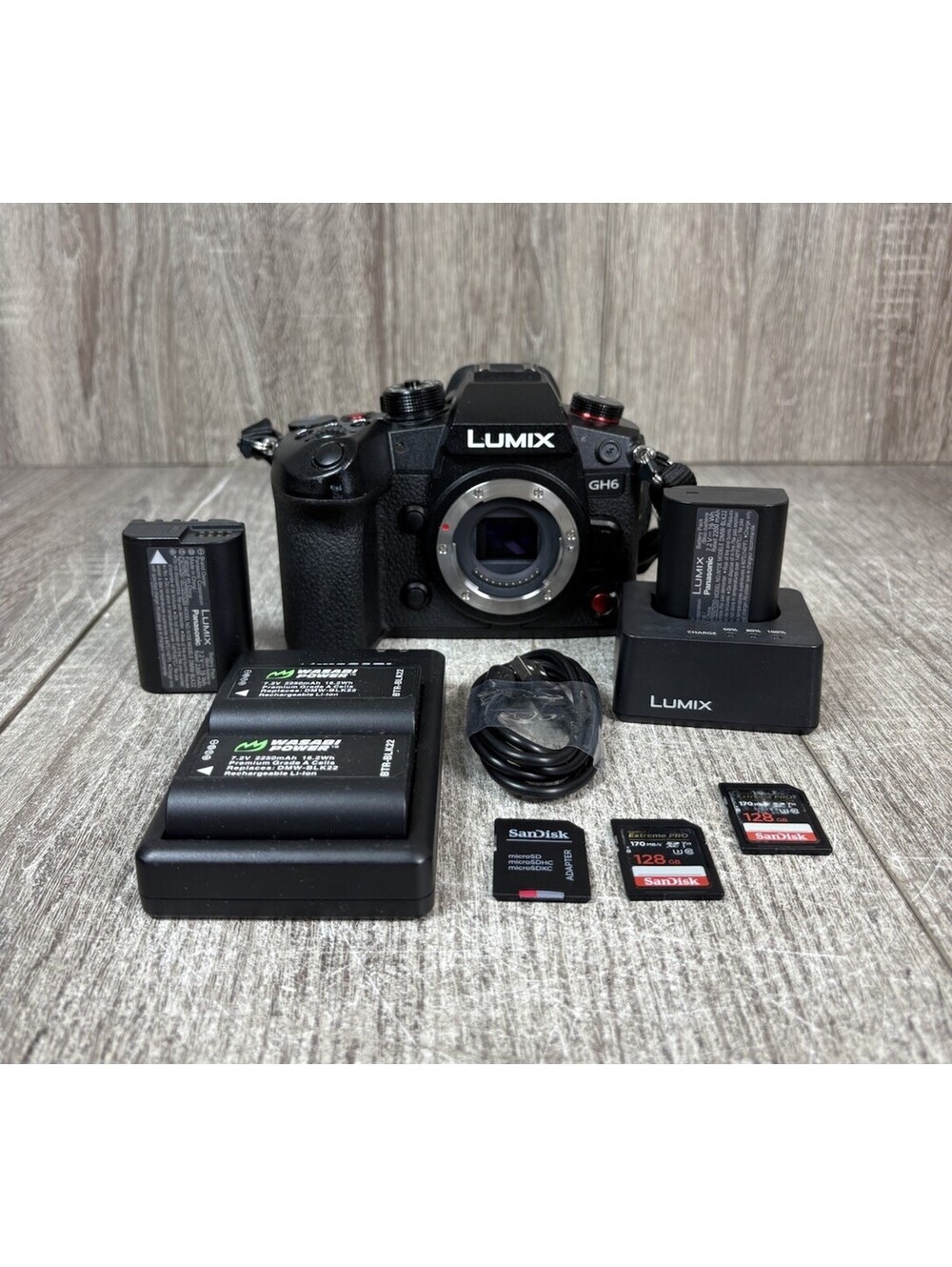 Panasonic Lumix GH6 25.2MP Mirrorless Camera Body Bundle Batteries & Charger